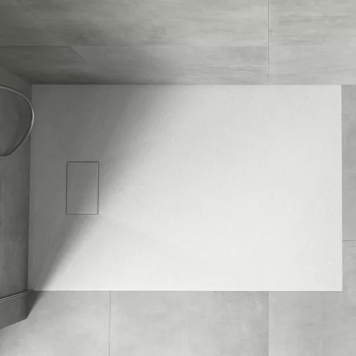 HD Marco White aszimmetrikus SMC kompozit slim szögletes kőhatású zuhanytálca, 2,6 cm magas, szifon nélkül, 70x80 cm