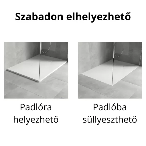 HD Marco White aszimmetrikus SMC kompozit slim szögletes kőhatású zuhanytálca, 2,6 cm magas, szifon nélkül, 70x80 cm