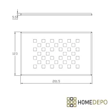 HD Marco+ Black 100x80 SMC kompozit magasított szögletes kőhatású zuhanytálca, krómozott ráccsal, 15 cm magas, szifonnal