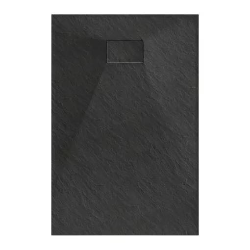 HD Marco Black 100x80 SMC kompozit magasított szögletes kőhatású zuhanytálca, 15 cm magas, szifonnal