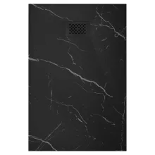 HD Marco+ Black Marble 120x90 SMC kompozit magasított szögletes kőhatású zuhanytálca, fekete ráccsal, 15 cm magas, szifon nélkül