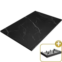 HD Marco Black Marble 100x80/120x90 SMC kompozit magasított szögletes kőhatású zuhanytálca, 15 cm magas, szifon nélkül