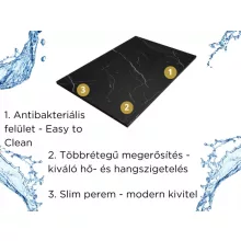 HD Marco Black Marble 100x80/120x90 SMC kompozit magasított szögletes kőhatású zuhanytálca, 15 cm magas, szifon nélkül