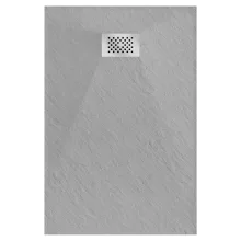HD Marco+ Gray 100x80 SMC kompozit magasított szögletes kőhatású zuhanytálca, krómozott ráccsal, 15 cm magas, szifonnal