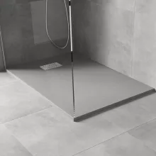 HD Marco+ Gray 120x90 SMC kompozit magasított szögletes kőhatású zuhanytálca, krómozott ráccsal, 15 cm magas, szifon nélkül