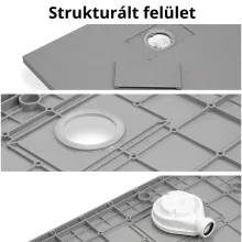 HD Marco Gray 120x90 SMC kompozit magasított szögletes kőhatású zuhanytálca, 15 cm magas, szifon nélkül