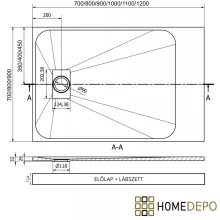 HD Marco+ White 70x100 SMC kompozit magasított szögletes kőhatású zuhanytálca, krómozott ráccsal, 15 cm magas, szifon nélkül