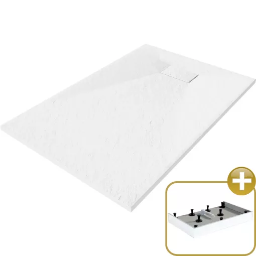 HD Marco White 70x100 SMC kompozit magasított szögletes kőhatású zuhanytálca, 15 cm magas, szifon nélkül