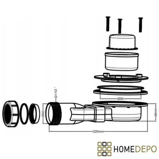 HD Marco+ White Marble 120x90 SMC kompozit magasított szögletes kőhatású zuhanytálca, fehér ráccsal, 15 cm magas, szifonnal