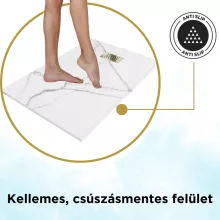 HD Marco+ White Marble 120x90 SMC kompozit magasított szögletes kőhatású zuhanytálca, arany színű ráccsal, 15 cm magas, szifon nélkül