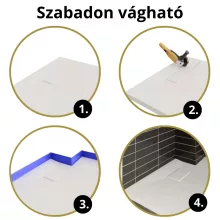 HD Marco White Marble 120x90 SMC kompozit magasított szögletes kőhatású zuhanytálca, 15 cm magas, szifonnal