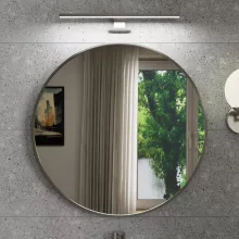 HD Lucy Chrome 60x60 cm széles fürdőszobai kerek fali tükör, krómozott alumínium kerettel és LED lámpával