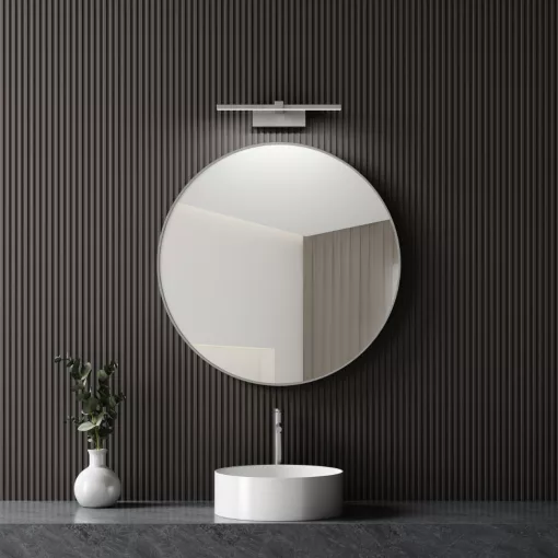 HD Lucy Chrome 60/80 cm széles fürdőszobai kerek fali tükör, krómozott alumínium kerettel és LED lámpával