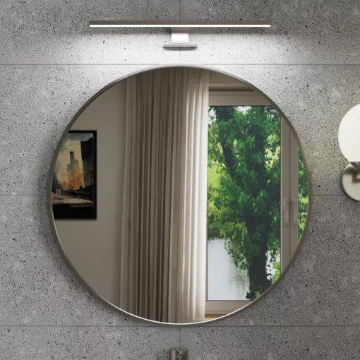 HD Lucy Chrome 60x60 cm széles fürdőszobai kerek fali tükör, krómozott alumínium kerettel és LED lámpával