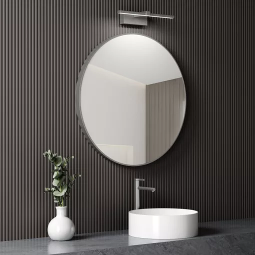 HD Lucy Chrome 60/80 cm széles fürdőszobai kerek fali tükör, krómozott alumínium kerettel és LED lámpával