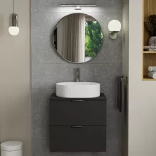 HD Lucy Chrome 60x60 cm széles fürdőszobai kerek fali tükör, krómozott alumínium kerettel és LED lámpával