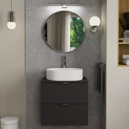 HD Lucy Chrome 60x60 cm széles fürdőszobai kerek fali tükör, krómozott alumínium kerettel és LED lámpával