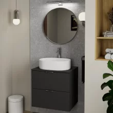 HD Lucy Chrome 60x60 cm széles fürdőszobai kerek fali tükör, krómozott alumínium kerettel és LED lámpával