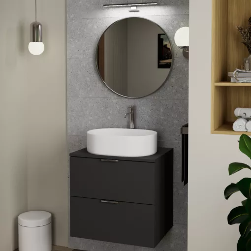 HD Lucy Chrome 60x60 cm széles fürdőszobai kerek fali tükör, krómozott alumínium kerettel és LED lámpával