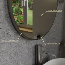 HD Lucy Chrome 60x60 cm széles fürdőszobai kerek fali tükör, krómozott alumínium kerettel és LED lámpával