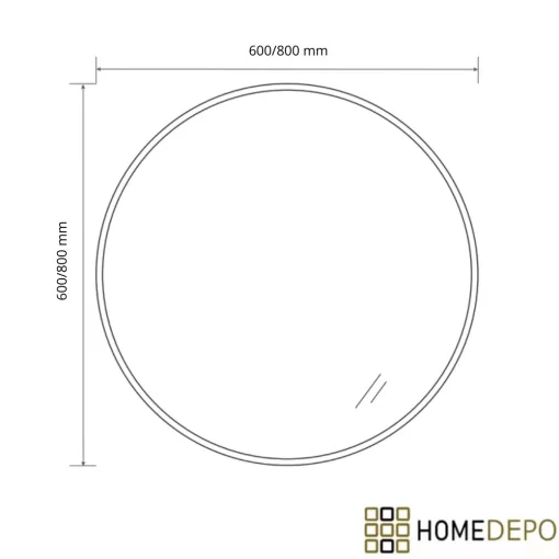 HD Lucy Chrome 60x60 cm széles fürdőszobai kerek fali tükör, krómozott alumínium kerettel és LED lámpával