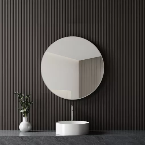 HD Lucy Chrome 80 cm széles fürdőszobai kerek fali tükör, krómozott alumínium kerettel