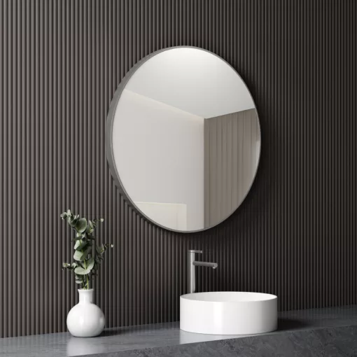 HD Lucy Chrome 80 cm széles fürdőszobai kerek fali tükör, krómozott alumínium kerettel