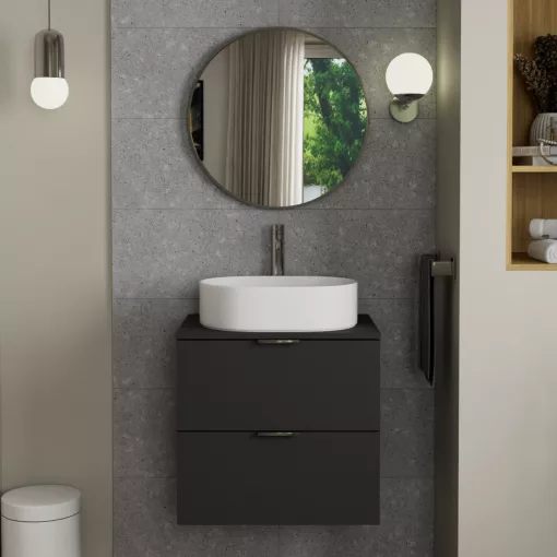 HD Lucy Chrome 60x60 cm széles fürdőszobai kerek fali tükör, krómozott alumínium kerettel