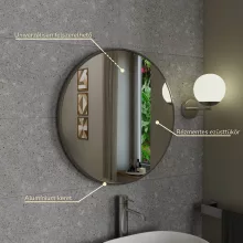 HD Lucy Chrome 60x60 cm széles fürdőszobai kerek fali tükör, krómozott alumínium kerettel