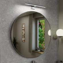 HD Lucy Chrome 80x80 cm széles fürdőszobai kerek fali tükör, krómozott alumínium kerettel és LED lámpával