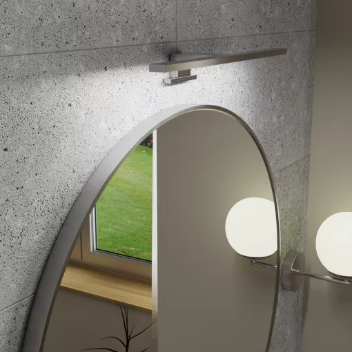 HD Lucy Chrome 80x80 cm széles fürdőszobai kerek fali tükör, krómozott alumínium kerettel és LED lámpával