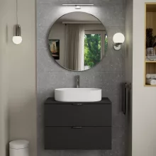 HD Lucy Chrome 80x80 cm széles fürdőszobai kerek fali tükör, krómozott alumínium kerettel és LED lámpával