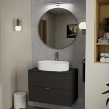 HD Lucy Chrome 80x80 cm széles fürdőszobai kerek fali tükör, krómozott alumínium kerettel és LED lámpával