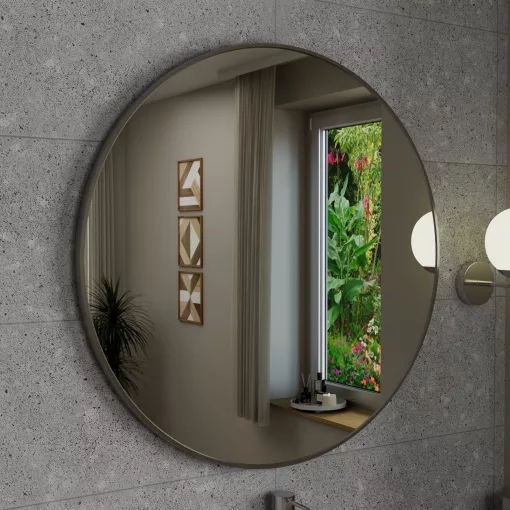 HD Lucy Chrome 80x80 cm széles fürdőszobai kerek fali tükör, krómozott alumínium kerettel