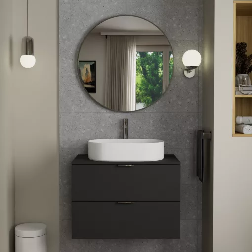 HD Lucy Chrome 80x80 cm széles fürdőszobai kerek fali tükör, krómozott alumínium kerettel