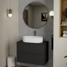 HD Lucy Chrome 80x80 cm széles fürdőszobai kerek fali tükör, krómozott alumínium kerettel