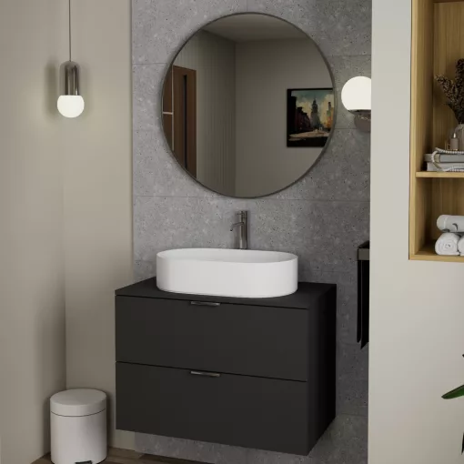 HD Lucy Chrome 80x80 cm széles fürdőszobai kerek fali tükör, krómozott alumínium kerettel