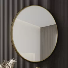 HD Lucy Gold 80 cm széles fürdőszobai kerek fali tükör, arany színű alumínium kerettel