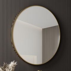   HD Lucy Gold 60/80 cm széles fürdőszobai kerek fali tükör, arany színű alumínium kerettel