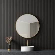HD Lucy Gold 80 cm széles fürdőszobai kerek fali tükör, arany színű alumínium kerettel