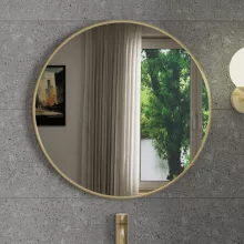 HD Lucy Gold 60x60 cm széles fürdőszobai kerek fali tükör, arany színű alumínium kerettel