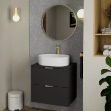 HD Lucy Gold 60x60 cm széles fürdőszobai kerek fali tükör, arany színű alumínium kerettel