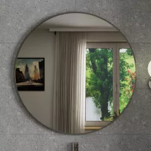 HD Lucy Brushed Copper 80x80 cm széles fürdőszobai kerek fali tükör, szálcsiszolt réz színű alumínium kerettel