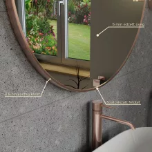 HD Lucy Brushed Copper 80x80 cm széles fürdőszobai kerek fali tükör, szálcsiszolt réz színű alumínium kerettel