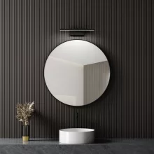 HD Lucy Black 80 cm széles fürdőszobai kerek fali tükör, fekete színű alumínium kerettel és LED lámpával