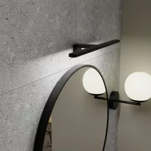 HD Lucy Black 60x60 cm széles fürdőszobai kerek fali tükör, fekete színű alumínium kerettel és LED lámpával