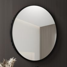 HD Lucy Black 60/80 cm széles fürdőszobai kerek fali tükör, fekete színű alumínium kerettel