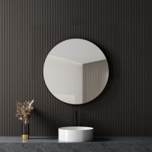 HD Lucy Black 60/80 cm széles fürdőszobai kerek fali tükör, fekete színű alumínium kerettel