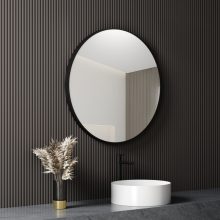 HD Lucy Black 60/80 cm széles fürdőszobai kerek fali tükör, fekete színű alumínium kerettel