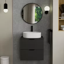 HD Lucy Black 60x60 cm széles fürdőszobai kerek fali tükör, fekete színű alumínium kerettel